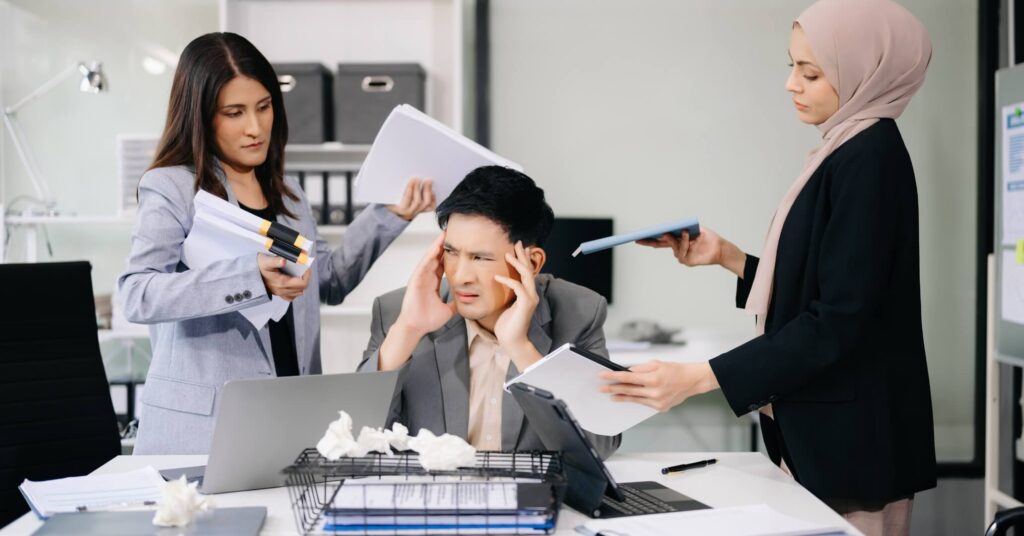 hard working professional stressingout